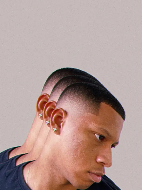 Short cut with a fade, side view